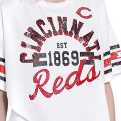 Cincinnati Reds Starter Women's Cropped Hurry Up Offense T-Shirt - White