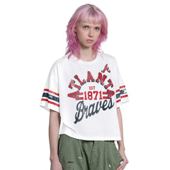 Atlanta Braves Starter Women's Cropped Hurry Up Offense T-Shirt - White