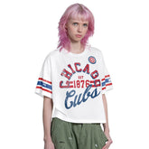 Chicago Cubs Starter Women's Cropped Hurry Up Offense T-Shirt - White