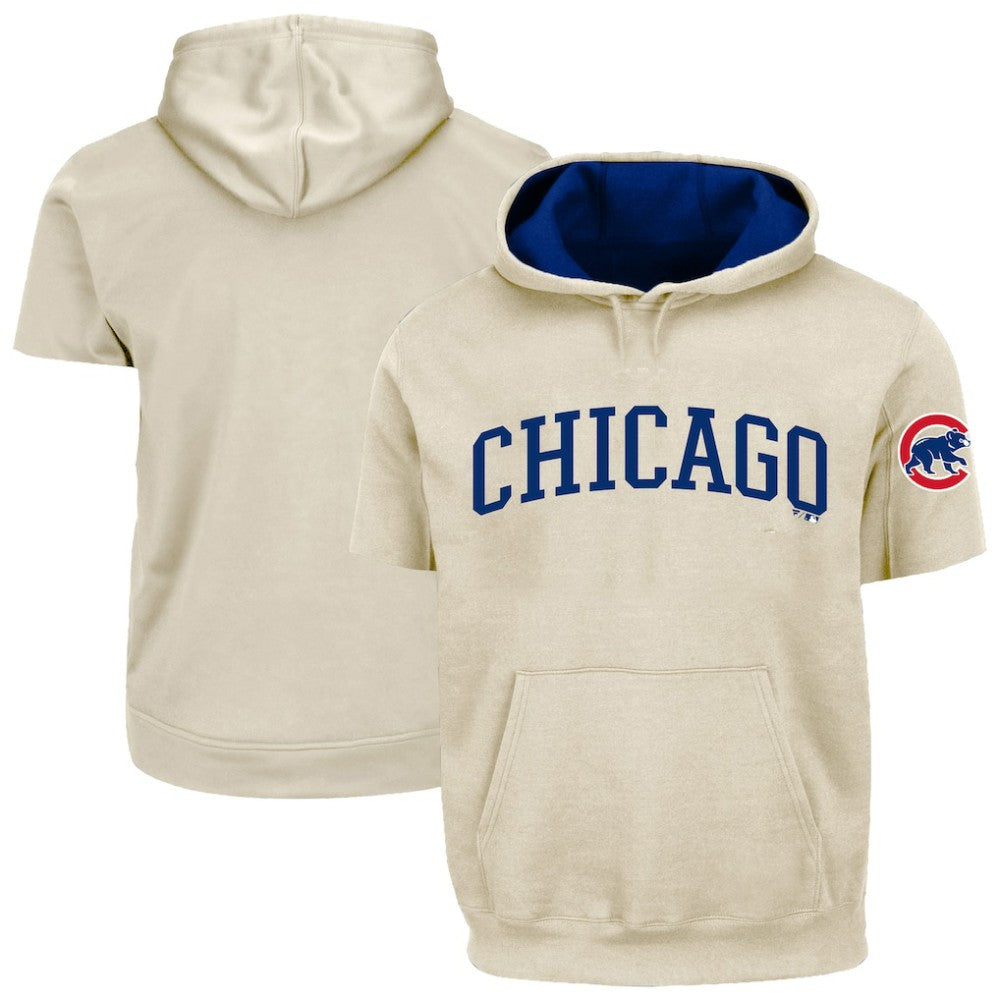 Chicago Cubs Profile Big & Tall Contrast Short Sleeve Hoodie - Cream
