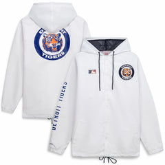 Detroit Tigers Big & Tall Full-Snap Hooded Jacket - White | Mitchell & Ness