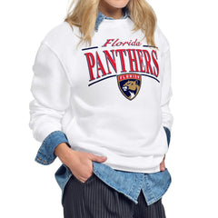Florida Panthers Starter Women's Arch Stripe Fleece Sweatshirt White