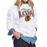 Chicago Blackhawks Starter Women's Arch Stripe Fleece Sweatshirt White