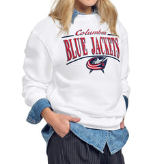 Columbus Blue Jackets Starter Women's Arch Stripe Fleece Sweatshirt White