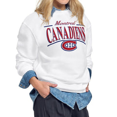 Montreal Canadiens Starter Women's Arch Stripe Fleece Sweatshirt White
