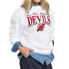 New Jersey Devils Starter Women's Arch Stripe Fleece Sweatshirt White