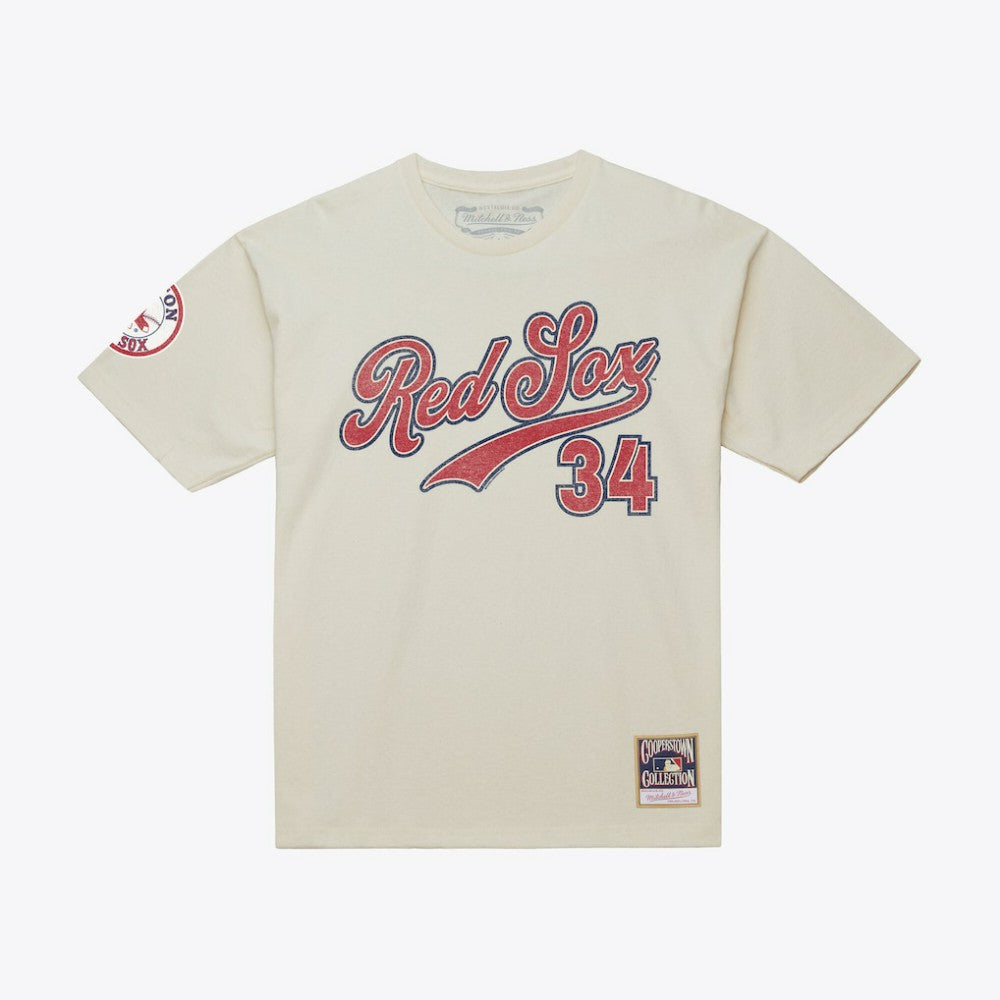 David Ortiz Boston Red Sox Cooperstown Collection Throwback Name & Number T-Shirt - Cream | Mitchell & Ness