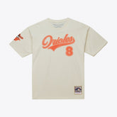Cal Ripken Jr. Baltimore Orioles Cooperstown Collection Throwback Name & Number T-Shirt - Cream | Mitchell & Ness
