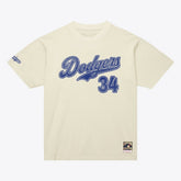 Fernando Valenzuela Los Angeles Dodgers Cooperstown Collection Throwback Name & Number T-Shirt - Cream | Mitchell & Ness