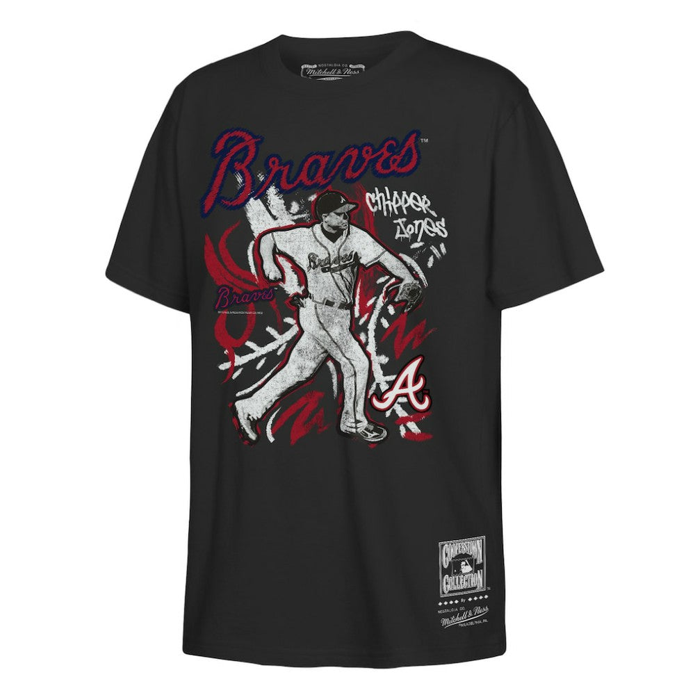 Chipper Jones Atlanta Braves Youth Chalked Up Player T-Shirt - Black | Mitchell & Ness