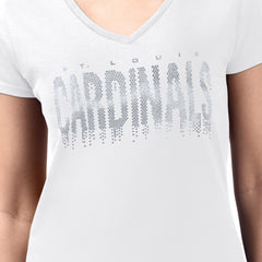 St. Louis Cardinals G-III 4Her by Carl Banks Women's Metallic Drop Lightweight V-Neck T-Shirt - White