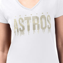 Houston Astros G-III 4Her by Carl Banks Women's Metallic Drop Lightweight V-Neck T-Shirt - White