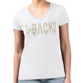 Arizona Diamondbacks G-III 4Her by Carl Banks Women's Metallic Drop Lightweight V-Neck T-Shirt - White