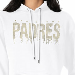San Diego Padres G-III 4Her by Carl Banks Women's Metallic Drop Fleece Hoodie - White