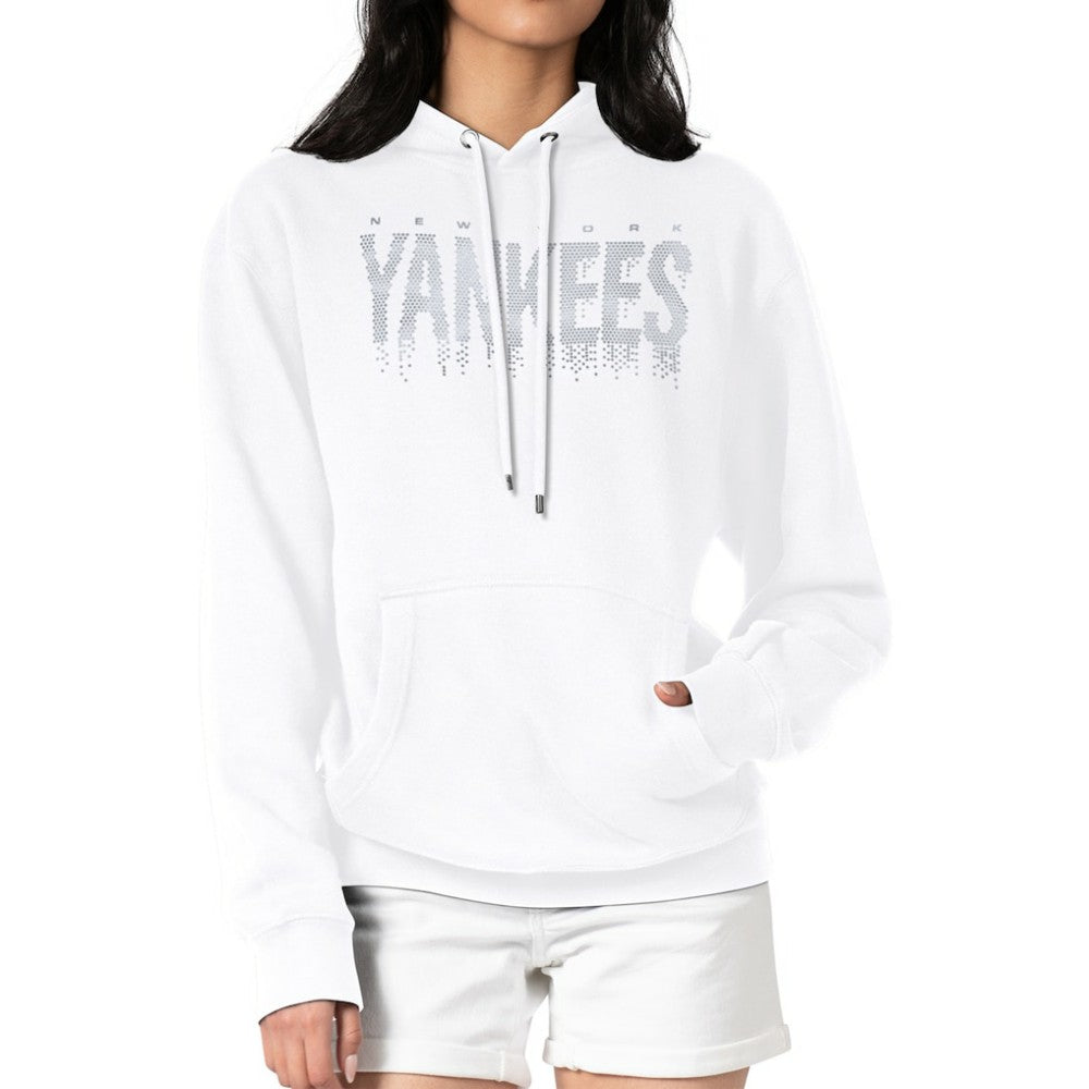 New York Yankees G-III 4Her by Carl Banks Women's Metallic Drop Fleece Hoodie - White
