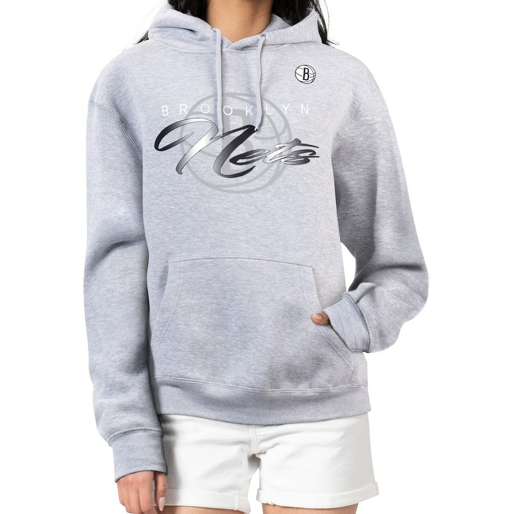 Brooklyn Nets G-III 4Her by Carl Banks Women's Shadow Logo Tri-Blend Fleece Hoodie - Gray online