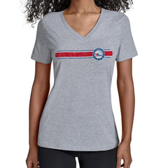 Philadelphia 76ers Starter Women's Team Stripe V-Neck T-Shirt - Gray outlet