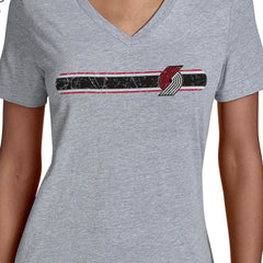 Portland Trail Blazers Starter Women's Team Stripe V-Neck T-Shirt - Gray cheap
