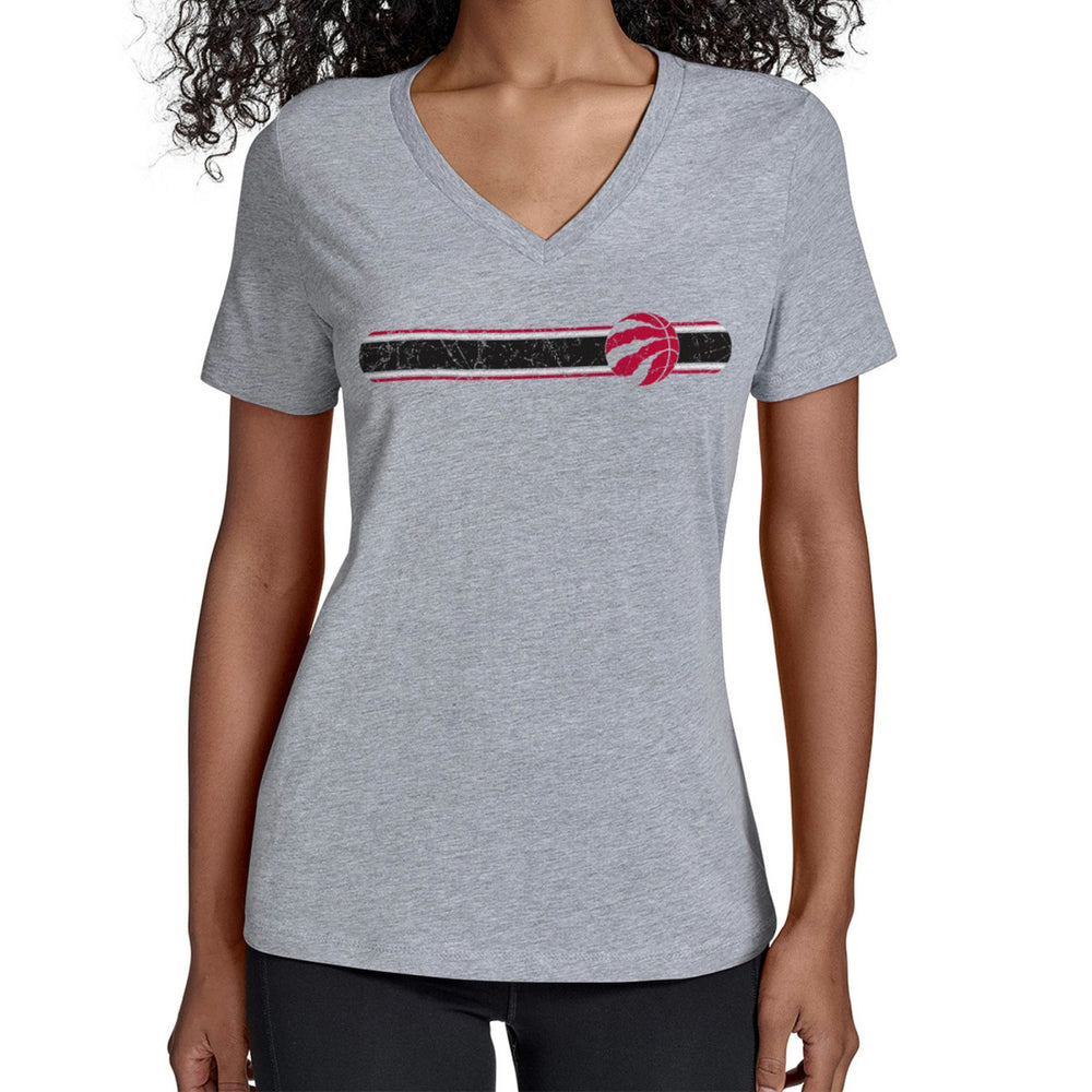 Toronto Raptors Starter Women's Team Stripe V-Neck T-Shirt - Gray outlet