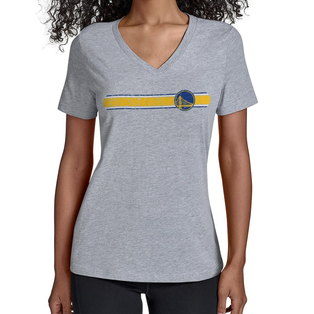 Golden State Warriors Starter Women's Team Stripe V-Neck T-Shirt sale - Gray for sale