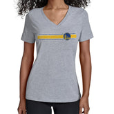 Golden State Warriors Starter Women's Team Stripe V-Neck T-Shirt sale - Gray for sale