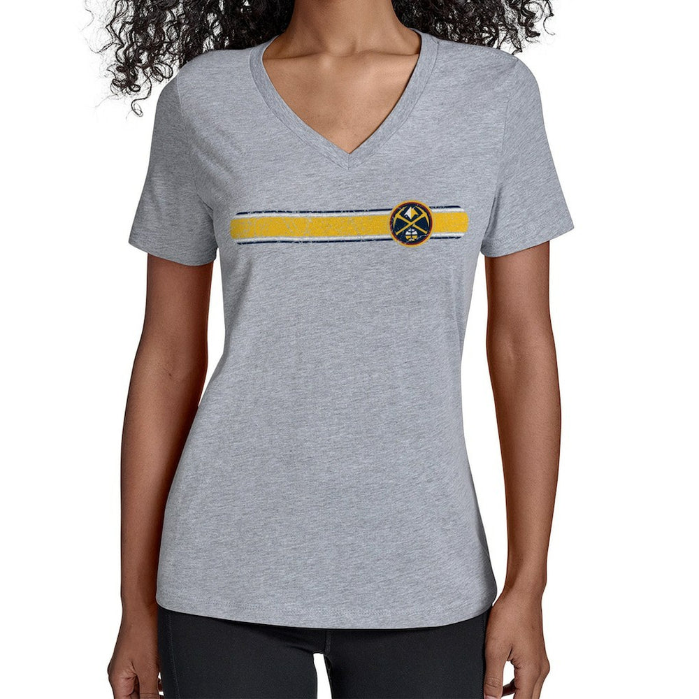 Denver Nuggets Starter Women's Team Stripe V-Neck T-Shirt sale - Gray for sale
