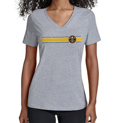 Denver Nuggets Starter Women's Team Stripe V-Neck T-Shirt sale - Gray for sale