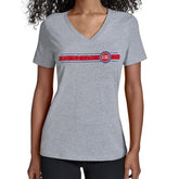 Detroit Pistons Starter Women's Team Stripe V-Neck T-Shirt sale - Gray online