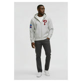 Philadelphia Phillies Champion Reverse Weave Chenille Full-Zip Hoodie - Gray