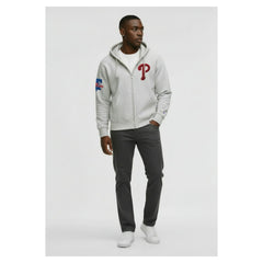 Philadelphia Phillies Champion Reverse Weave Chenille Full-Zip Hoodie - Gray