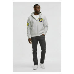 Milwaukee Brewers Champion Reverse Weave Chenille Full-Zip Hoodie - Gray