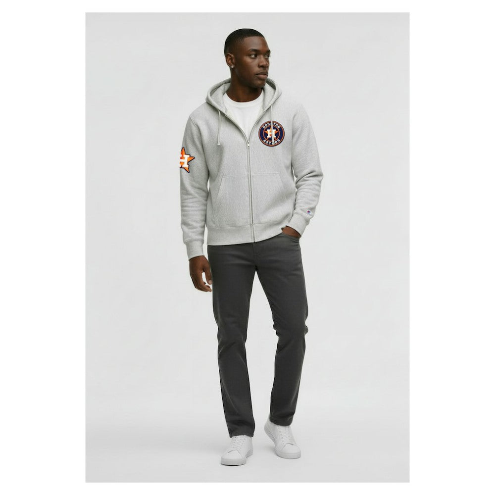 Houston Astros Champion Reverse Weave Chenille Full-Zip Hoodie - Gray