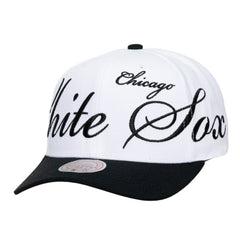 Chicago White Sox Unisex XL Script Pro Crown Snapback Hat - White/Black | Mitchell & Ness