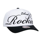Colorado Rockies Unisex XL Script Pro Crown Snapback Hat - White/Black | Mitchell & Ness