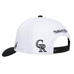 Colorado Rockies Unisex XL Script Pro Crown Snapback Hat - White/Black | Mitchell & Ness