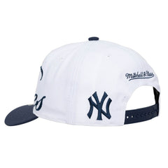 New York Yankees Unisex XL Script Pro Crown Adjustable Hat - White/Navy | Mitchell & Ness