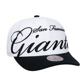 San Francisco Giants Unisex XL Script Pro Crown Adjustable Hat - White/Black | Mitchell & Ness