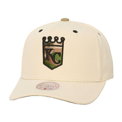 Kansas City Royals Unisex Camo Logo Pro Crown Snapback Hat - Cream | Mitchell & Ness
