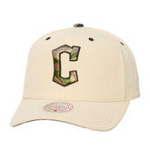 Cleveland Guardians Unisex Camo Logo Pro Crown Snapback Hat - Cream | Mitchell & Ness