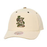 St. Louis Cardinals Unisex Camo Logo Pro Crown Snapback Hat - Cream | Mitchell & Ness
