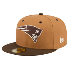New England Patriots New Era Two-Tone Walnut 59FIFTY Fitted Hat - Light Brown/Dark Brown on sale