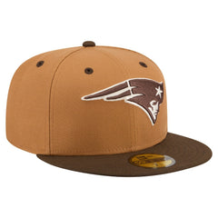 New England Patriots New Era Two-Tone Walnut 59FIFTY Fitted Hat - Light Brown/Dark Brown on sale