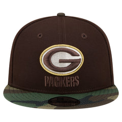 Green Bay Packers Adult Burnt Wood Camo 9FIFTY Snapback Hat - Dark Brown for sale