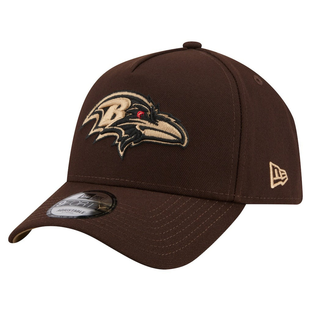 Baltimore Ravens New Era Burnt Wood A-Frame 9FORTY Adjustable Hat - Dark Brown for sale
