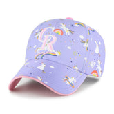 Colorado Rockies Girls Youth Unicorn Clean Up Adjustable Hat - Lavender | 47 brand