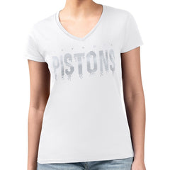 Detroit Pistons G-III 4Her by Carl Banks Women's Super-Slim-Fit Metallic Drop Lightweight V-Neck T-Shirt sale - White shop