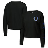 Indianapolis Colts New Era Women's Sport Night Thermal Long Sleeve Cropped T-Shirt - Black for sale