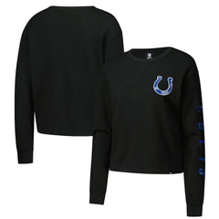 Indianapolis Colts New Era Women's Sport Night Thermal Long Sleeve Cropped T-Shirt - Black for sale