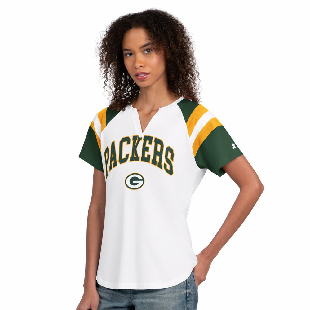 Green Bay Packers Starter Women's Game On Notch Neck T-Shirt - White online