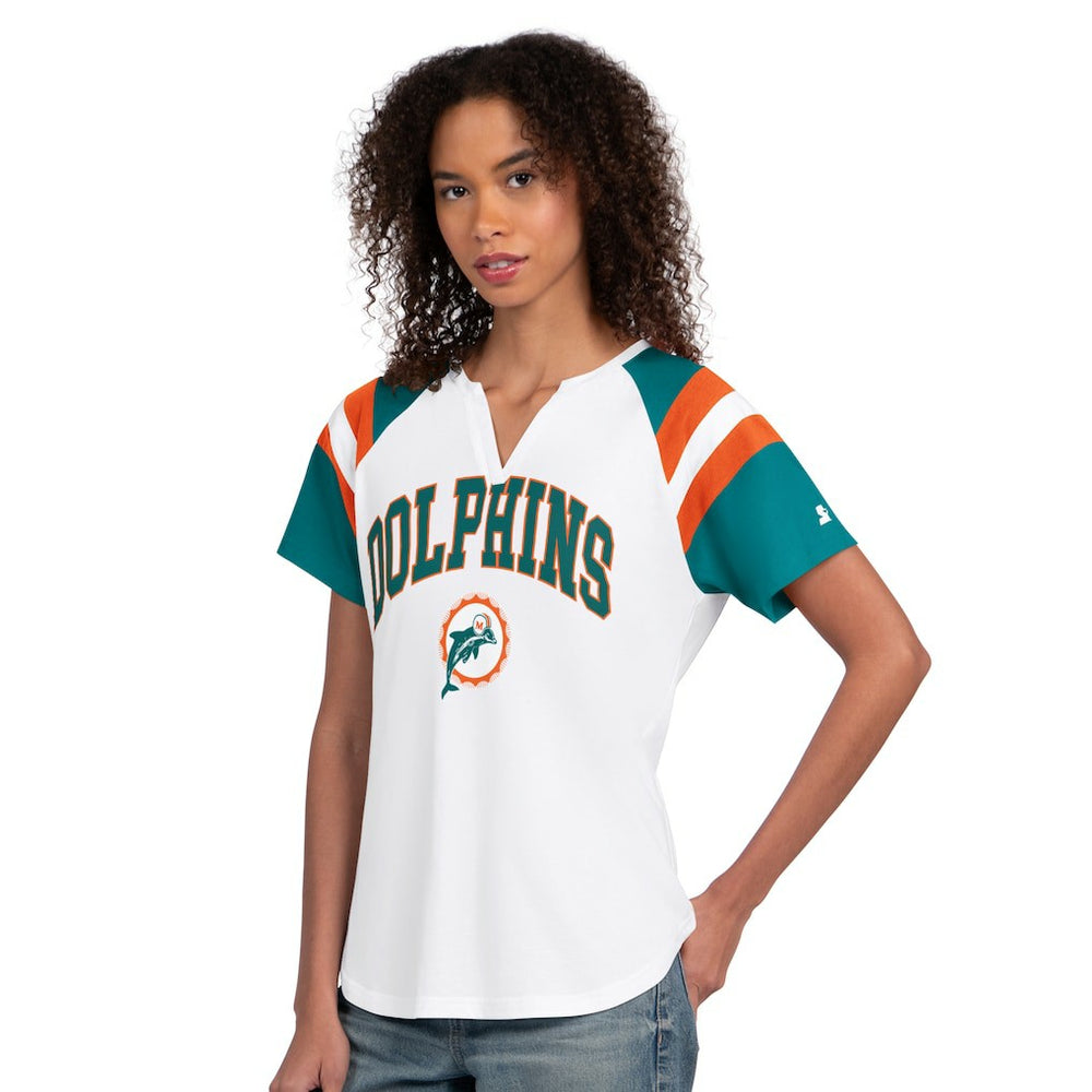 Miami Dolphins Starter Women's Game On Notch Neck T-Shirt - White online